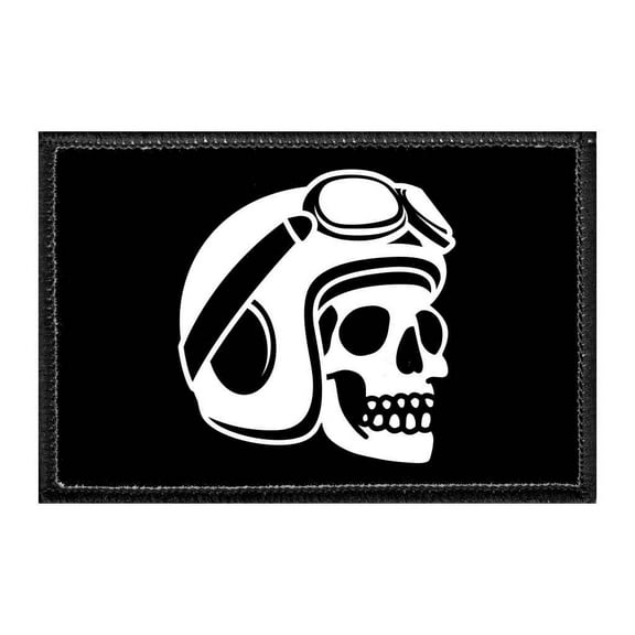 Skull With Motorcycle Helmet - Removable Patch