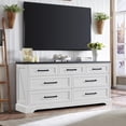 thumbnail image 5 of ACCOHOHO 7 Drawer Dresser for Bedroom, Farmhouse Rustic Wood Dresser Chest of Wide Drawers for Living Room, White, 5 of 6