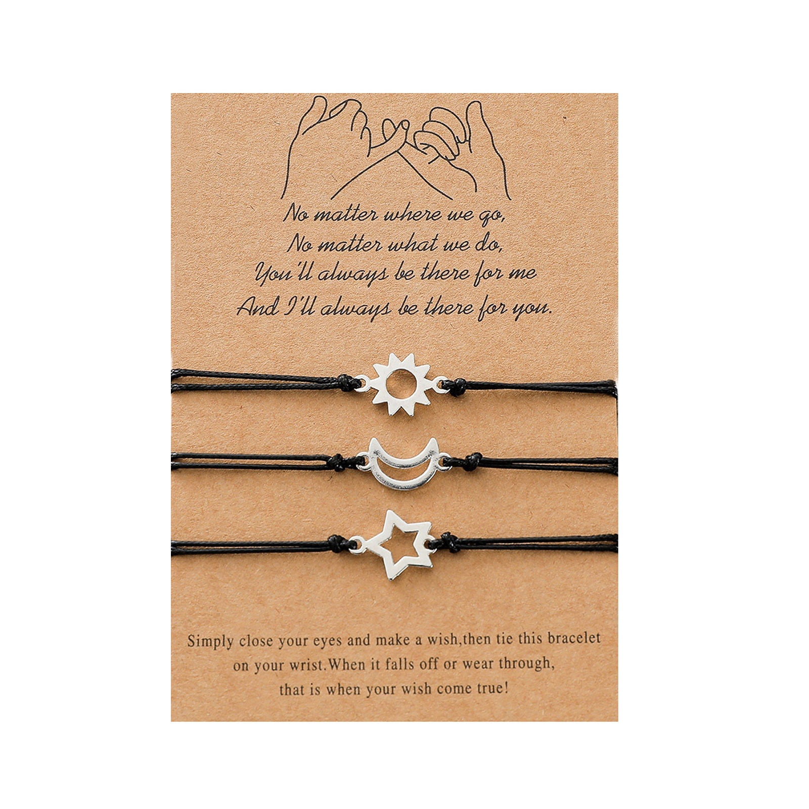 3 Pcs Sun Moon and Star Best Friend Card Bracelets for Matching Friendship  Gift | eBay