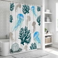 thumbnail image 6 of Jellyfish Coral Coastal Shower Curtain, Waterproof Shower Curtains for Bathroom, Nautical Summer Beach Ocean Sea Washable Fabric Bathtub Curtain Set Bath Decor with 12 Hooks 48"x72", 6 of 8