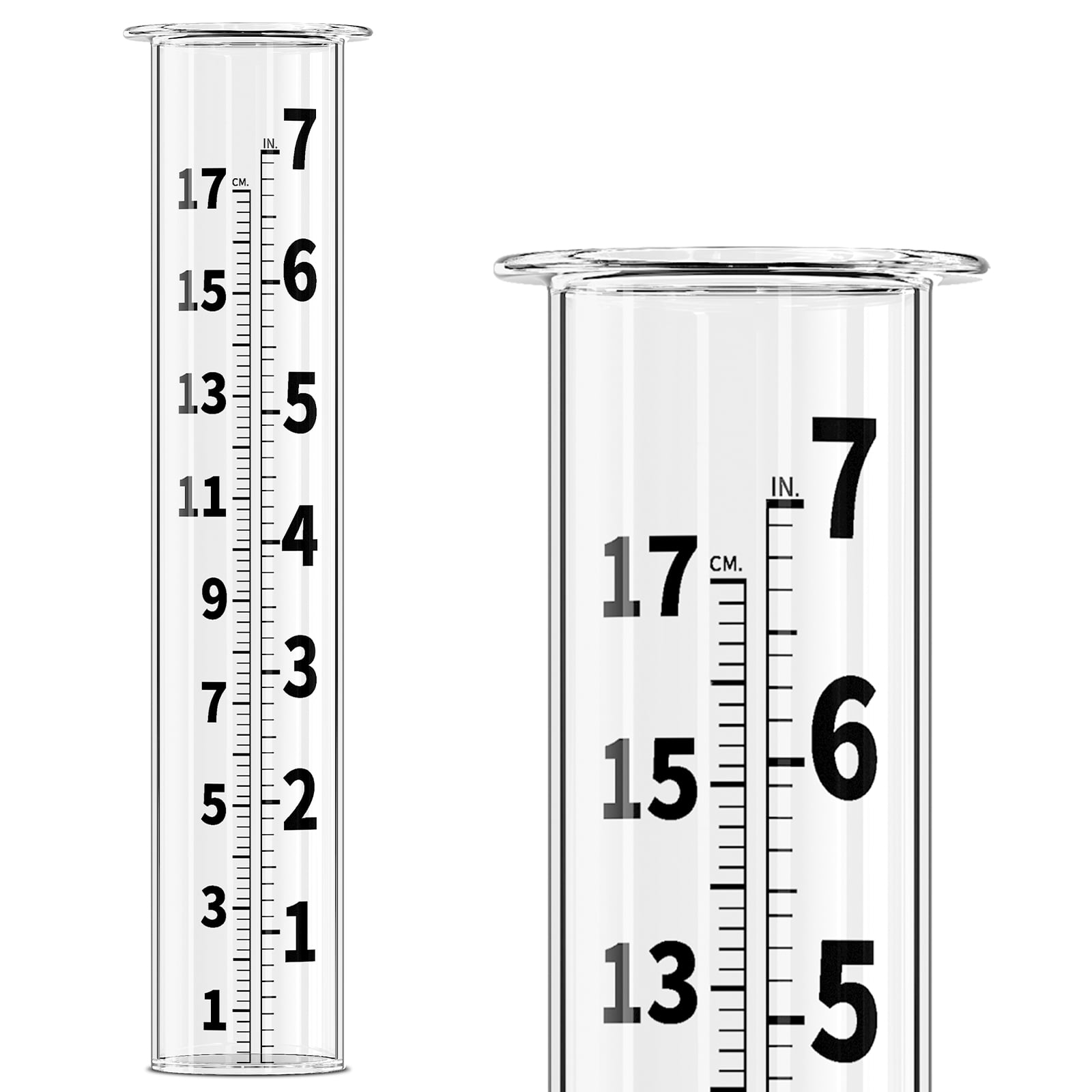 VANCORE Rain Gauge Replacement Tube Glass 7" Capacity Large Number, 1pc