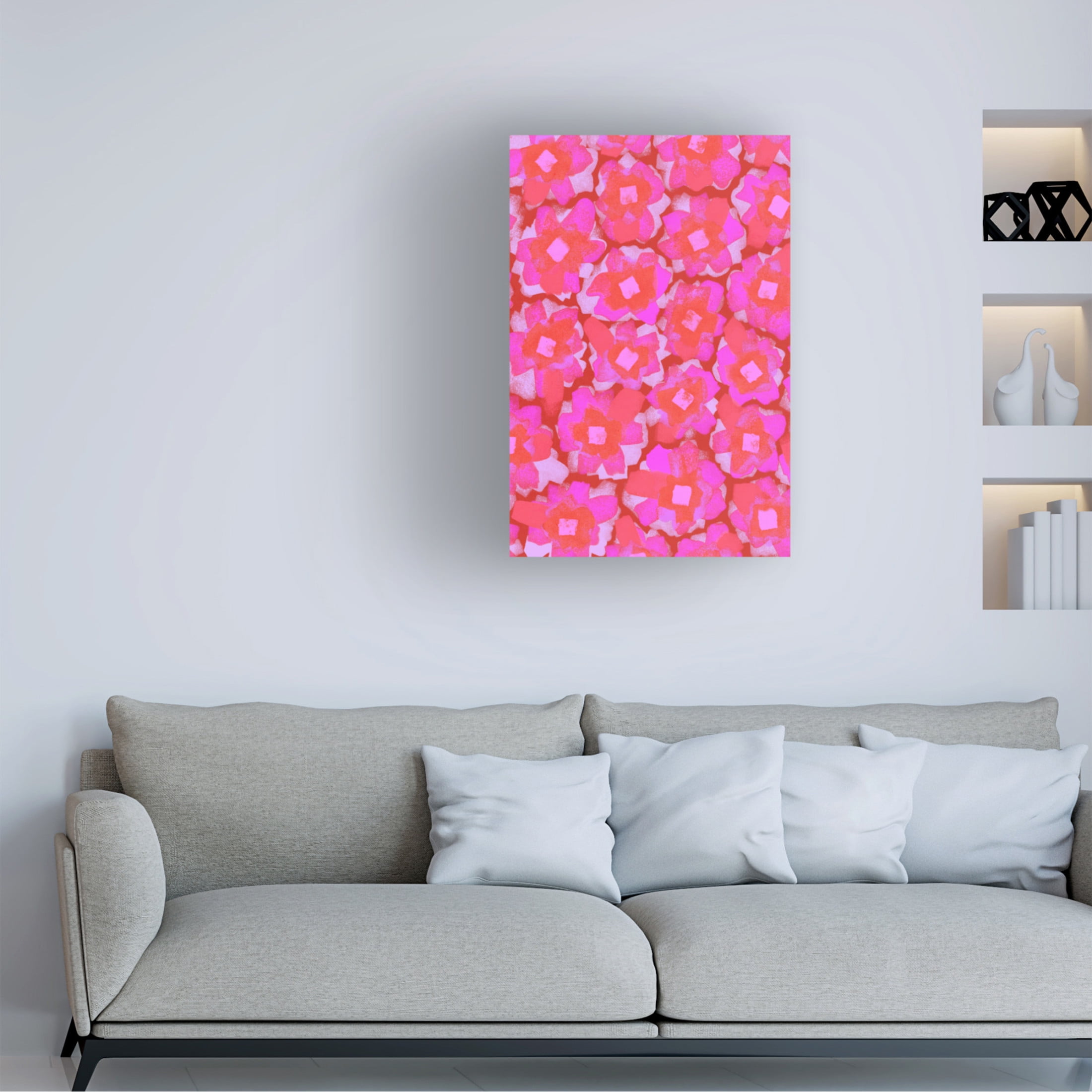 Canvas Wall Art - Treechild 'Cute Pink Blossom Pattern' Wall Art for Living Room, Bedroom, or Office D?cor by Trademark Fine Art - 12 x 19 Inches