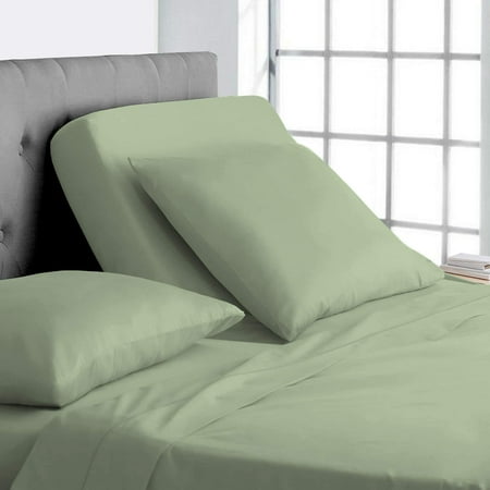 Top Split Queen Sheets Sets for Adjustable Beds - 800 Thread Count- 100% Egyptian Cotton 4Pcs Bed Sheets Fits Upto 18 Inch Deep Pockets Sage Solid - Split Down 32 inches from The top