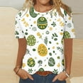 thumbnail image 2 of VBTAPA Happy Easter Shirts for Women Funny Egg Graphic Tees Short Sleeve Cute Rabbit Bunny T-shirt Lightweight Holiday Blouse Tops Flash Sales of The Day Multicolor L, 2 of 5