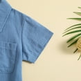 thumbnail image 5 of Baby Boy Outfit Toddler Boys Short Sleeve Summer Gentleman Tops Hawaii Beach Holiday Solid Shirts T Shirt Shorts Set Baby Outfits Blue 12 Months-18 Months, 5 of 6