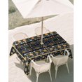 thumbnail image 2 of 60x84 Inch Outdoor Tablecloth with Umbrella Hole Zipper Rectangle Colorful Boho Floral Rectangular Tablecloths Outside Waterproof Black Ethnic Tribe Botanical Patio Table Cloth Cover for Picnic Party, 2 of 8