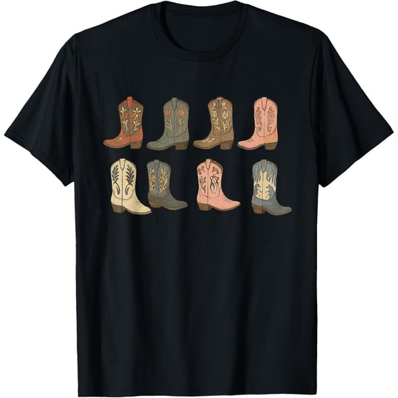 Cute Country Cowgirl Boots Cowboy Women Western Vintage T-Shirt tee