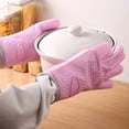 thumbnail image 2 of Nmdmisc Silicone Oven Mitts,Waterproof & Non-Slip Oven Gloves with Fingers,Cotton Lined Silicone Oven Gloves Kitchen Mitts for Baking Cooking Barbecue,Single (Pink), 2 of 6