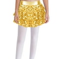 thumbnail image 3 of YiZYiF Kids Girls Sparkly Sequins Dance Skirt Tiered Ruffle Skorts Hip Hop Jazz Performance Costume Gold 8, 3 of 7