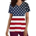 thumbnail image 5 of Jinhomg Nursing Scrubs for Women Fancy American Flag Patriotic Shirts Lightweight Comfy Short Sleeve V-Neck Tunic Blouses Independence Day Gifts Multicolor XXL, 5 of 6