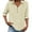 Beige, variant on ManxiVoo V Neck Button Down Blouse for Women 3/4 Sleeve Cotton Linen Shirt Breezy Summer Tops Relaxed Fit Casual Office Wear L Size Beige