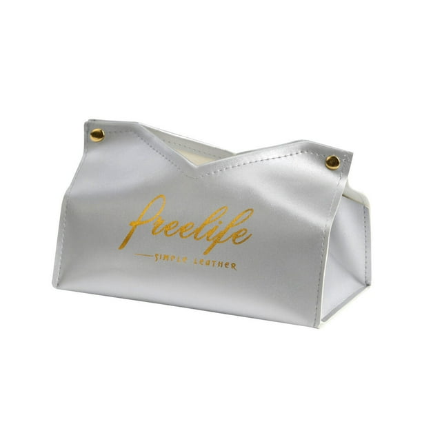 Injueey Elegante caja contenedor PU cuero patrón de mármol hogar coche toalla servilleta papeles dispensador soporte caja decoración de Almacenamiento y organización del hogar Puerto V gris