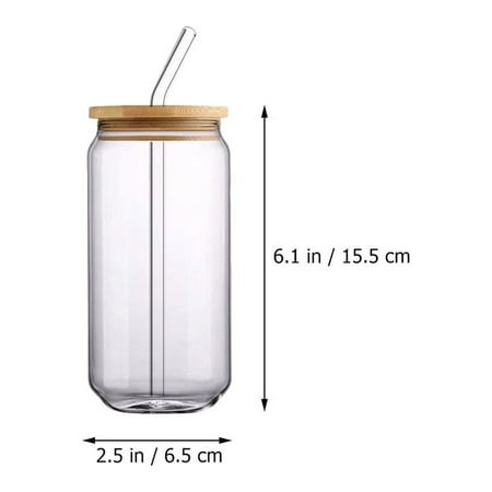 

2Pcs Glass Water Cups Cola Straw Cups with Lids Portable Beverage Cups