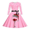 thumbnail image 4 of XEGLSBU Girls Christmas Dress Size 14-16 Style Girls Print Party Dress with Lace up Front Long Sleeves and Back Elastic Zipper for Festive Pageant Gown 2-Pink Size 13-14 Years, 4 of 4
