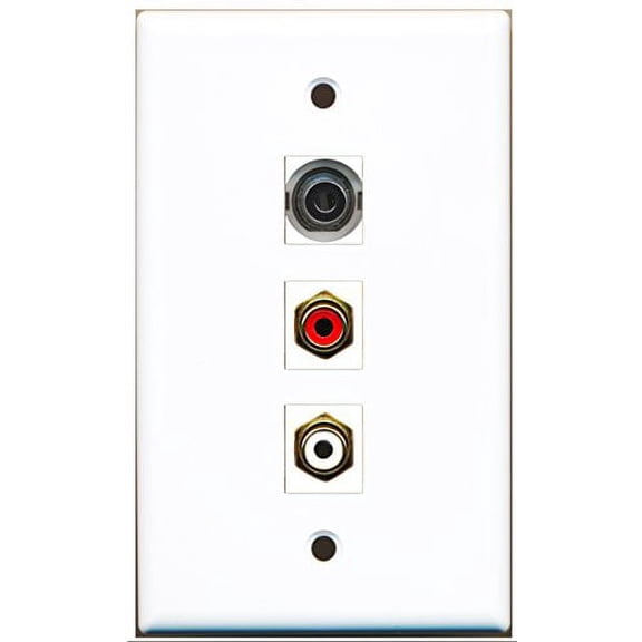 RiteAV - 1 Port RCA Red and 1 Port RCA White and 1 Port 3.5mm Wall Plate