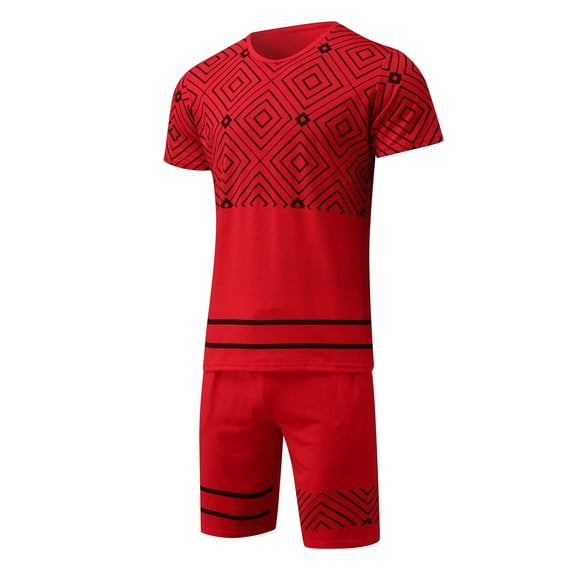 Vedolay Two Piece Short Sets Mens Short Sets 2 Piece Outfits Casual Short Sleeve and Shorts Stripe Set,Gray L