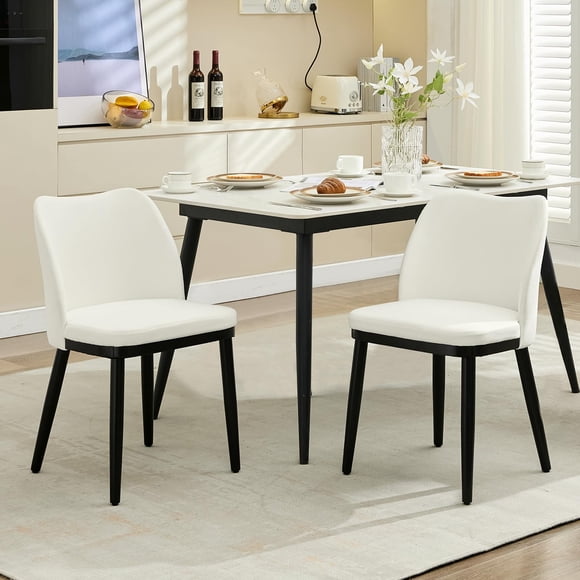 Set de 2 sillas contemporáneas para comedor, tapizadas en tela con asiento acolchado, ideales para hogar o restaurante