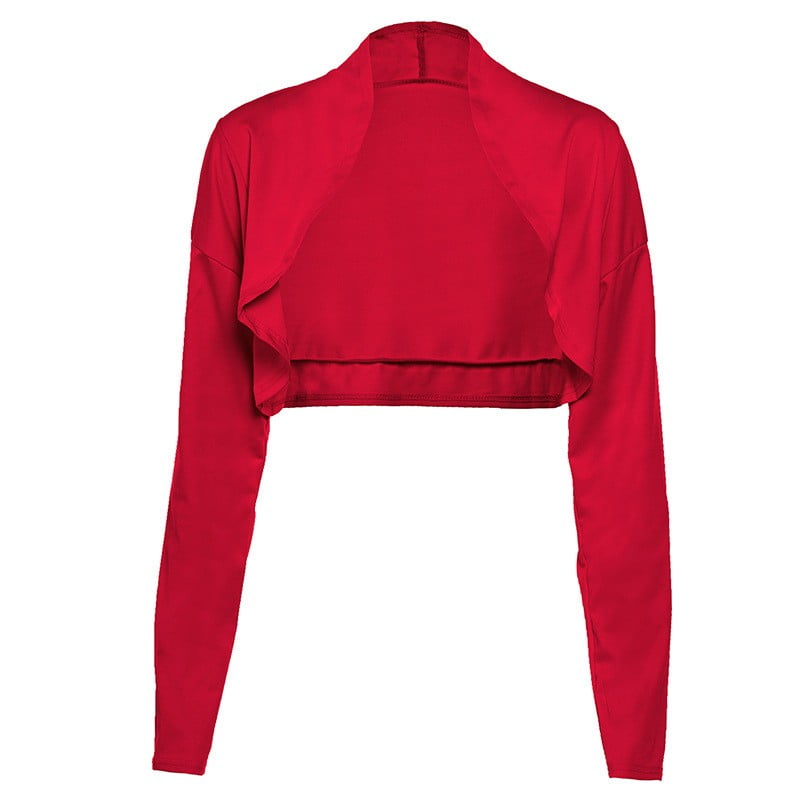 JGGSPWM Women's Elegant Crop Shrugs Long Sleeve Open Front Ruffle