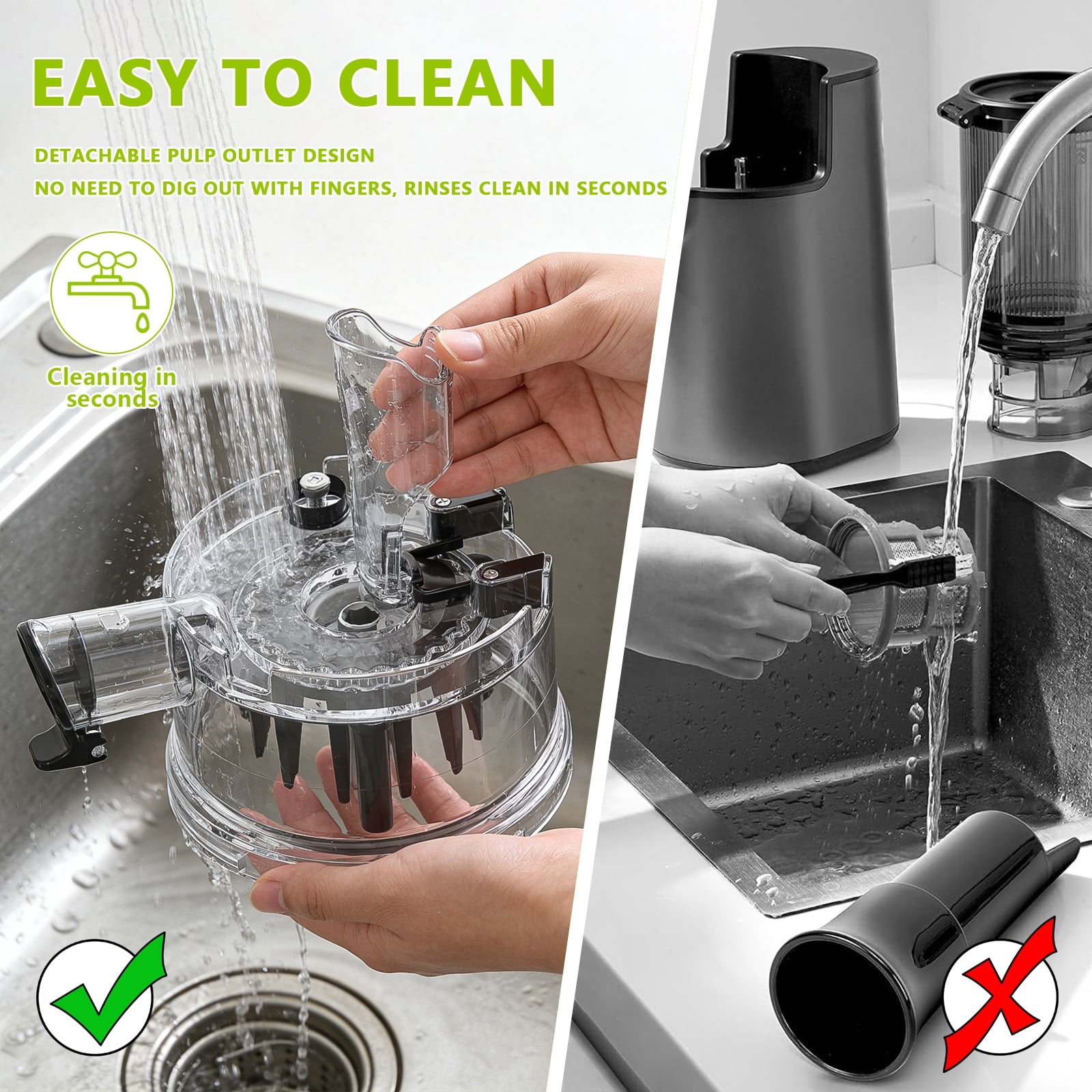 SMALLHOO Juicer Machines 6.5" Extra Wide Chute, 3-in-1 for Juice, Sorbet & Nut Milk, Cold Press Juicer for Whole Fruit, Quiet, Easy to Clean & BPA-Free