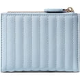 thumbnail image 2 of Cartera con estampado de flores lindas para niñas, cartera estética pequeña de tres pliegues, monedero de cuero de PU, bolsillo para tarjetas, monedero con ventana (azul), 2 of 5