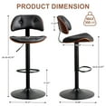 thumbnail image 2 of Bar Stools Set of 2, Adjustable Bentwood Barstools, Faux Leather Upholstered Counter Height Barstools with Back for Bar, Kitchen Island, Dining Room, Black, 2 of 7