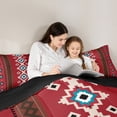 thumbnail image 5 of Homewish Retro Boho Aztec Bedding Comforter Set,Vintage Striped Rhombus Twin Comforter Sets,Red Cyan Beige Bedding Set For Adults,Super Cozy Room Decor Reversible,2pcs, 5 of 8