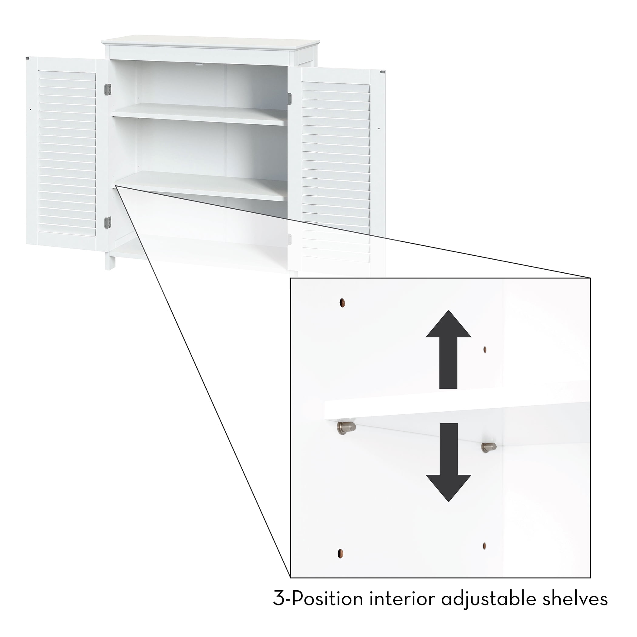 RiverRidge Ellsworth 2-Door Bathroom Linen Storage Cabinet and Laundry Shelf - White