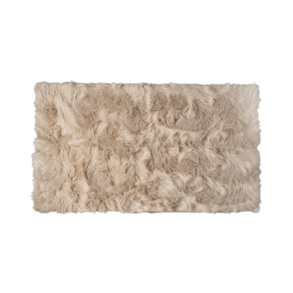 Luxe Hudson Faux Sheepskin Rug Taupe 3x5 Soft Natural Fiber Cozy