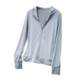 thumbnail image 2 of Mdesiwst Women Sunscreen Coat Zipper Opening Hooded Ice Silk Anti-UV Thin Long Sleeve Great Breathability Pure Color Quick-drying Cycling Camping Jacket, 2 of 7