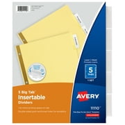 Avery Insertable Paper Divider, Clear, Big Tab, 5-Tab (11110)
