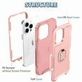 thumbnail image 6 of for iPhone 15 Pro Case, Rugged Shockproof Heavy Duty Soft TPU Rubber Bumper Hard PC Back Hybrid Protective Case [with Ring Stand] for iPhone 15 Pro (Without Screen Protector) - Rosegold, 6 of 10