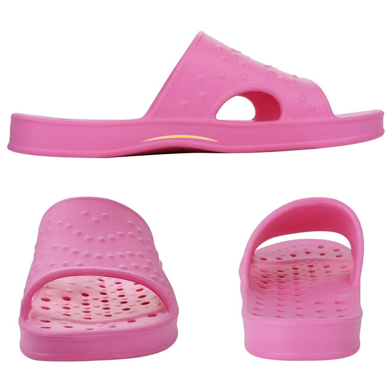 Litfun Shower Shoes for Women Men, Quick Drying Non Slip Bath Slippers, Shower Sandals with Drain Holes, Hot Pink Litfun Shower Shoes for Women Men, Quick Drying Non Slip Bath Slippers, Shower Sandals with Drain Holes, Hot Pink