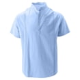 thumbnail image 4 of JUUYY Men's 2 Piece Cotton Linen Sets Casual Short Sleeve Button Up Shirts and Straight Leg Pants Set Loose Beach Vacation Outfits Sky Blue XXL, 4 of 6