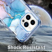 Dteck for iPhone 15 Plus Case, 3 in 1 Heavy Duty Hybrid Hard PC Rugged Marble Pattern Protective Cover for Apple iPhone 15 Plus,01#-Blue