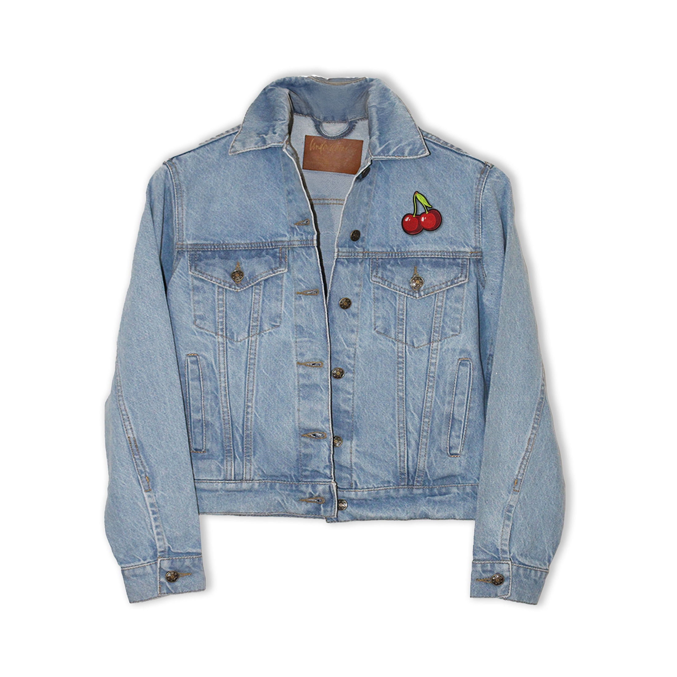 LA VOGUE Cherries Embroidered Iron‑On Patch, 1 Piece — ~11.43 × 8.89 cm (4.5 × 3.5 in)