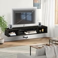 thumbnail image 2 of WELIKERA Mueble para TV 70 Pulgadas con Luces RGB, Repisas Flotantes de Pared para TV con Toma de Corriente, Almacenamiento Debajo para Sal&oacute;n, Dormitorio, Negro, 2 of 8