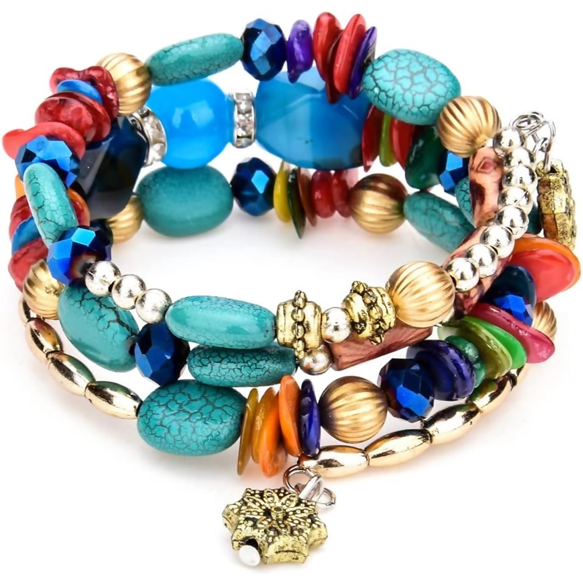 Zephyriana Bohemian Multilayer Irregular Agate Beads Charm Bracelets for Women Colorful Boho Vintage Jade Stone Man Bracelets Yoga Bangles Ethnic Jewelry
