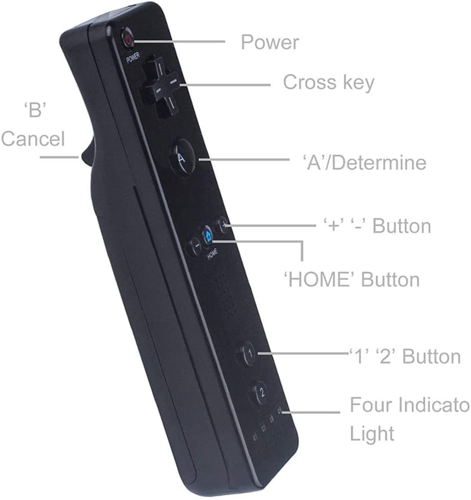 Wii Remote and Nunchuck Controller,Remote Controller with Motion Plus,Silicone Case and Wrist Strap for Wii/Wii U,Black