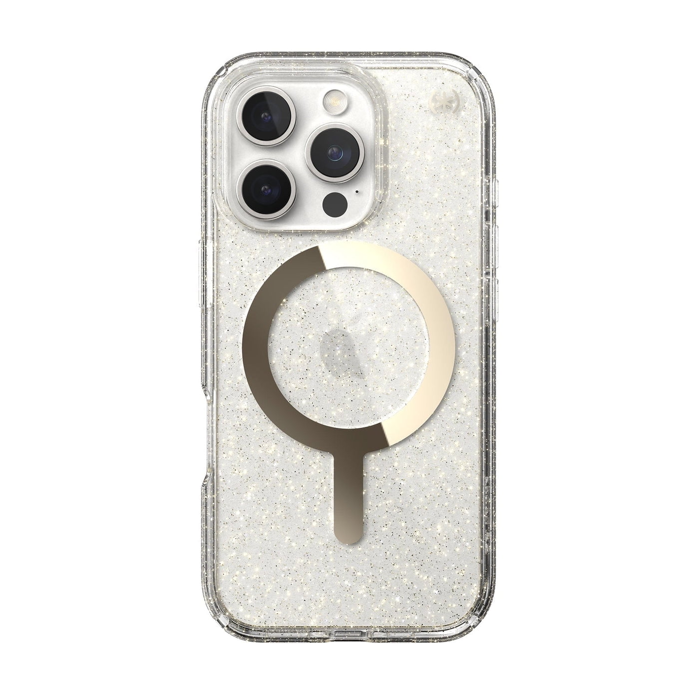 Speck Presidio Lux Glitter MagSafe Case for Apple iPhone 16 Pro, Clear/Gold Glitter