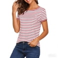 thumbnail image 5 of Axiiglly T Shirts for Women 2026 Striped Crewneck Short Sleeve Shirts Fashion Loose Fit Pull On Tees, S-2XL, 5 of 6