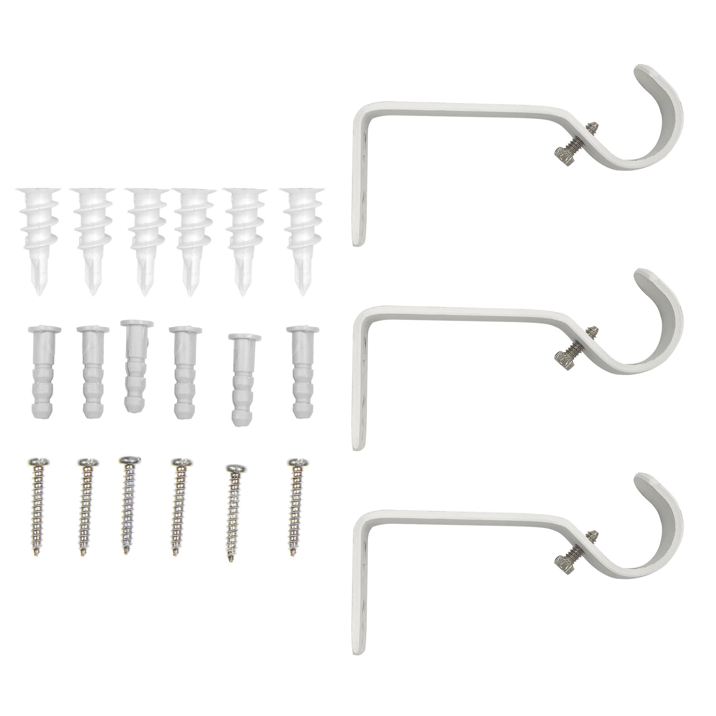 (3 pack) Mainstays 1" White Ball Adjustable Single Curtain Rod, 30-84"
