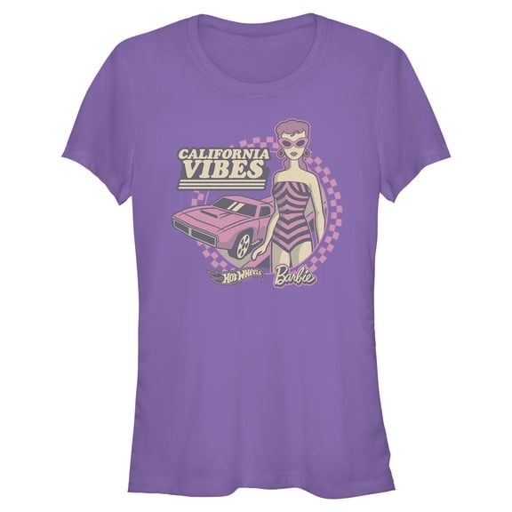 Juniors Mattel Hot Wheels and Barbie California Vibes T Shirt