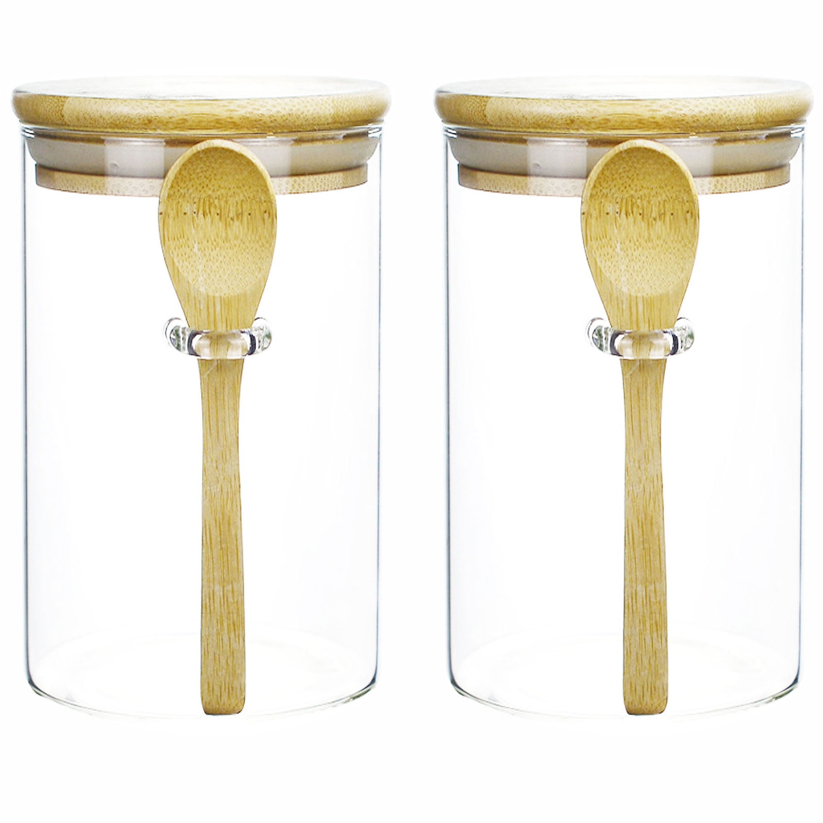 2 Pack22 Oz Glass Food Storage Jar with Airtight Bamboo Lid and Metal