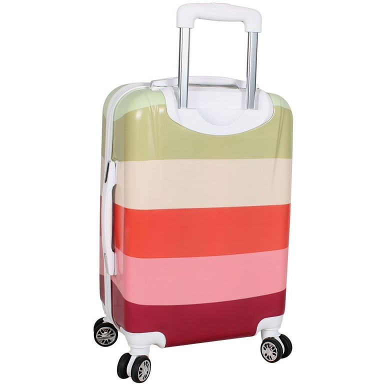 Nicole Miller Hardside Rainbow Stripe 3-Piece Luggage Set (Olive/Pink) Nicole Miller Hardside Rainbow Stripe 3-Piece Luggage Set (Olive/Pink)