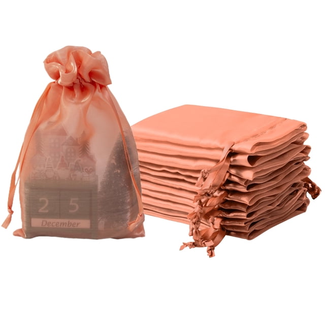 Envoltorio de regalo QIANF, 20 unidades, bolsas de organza con cordón, color naranja, 15 x 23 cm