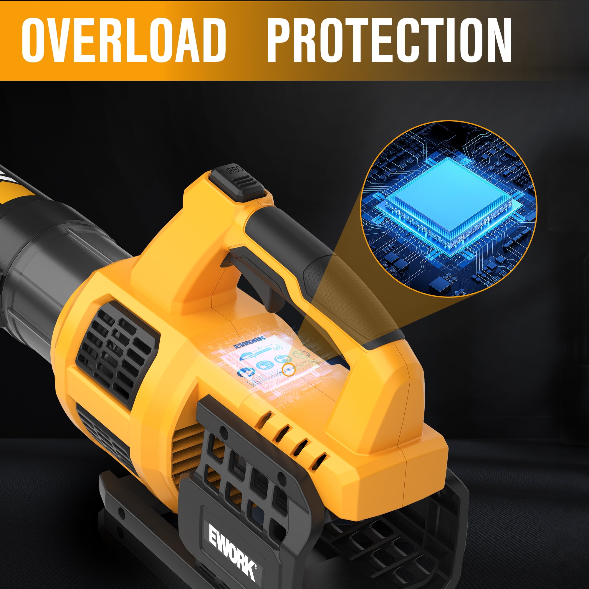 EWORK Cordless Leaf Blower, 20V Electric Handheld Blower with 2X 3.0Ah Batteries & Fast Charger, 550CFM 150MPH Lightweight 3.2Lbs for Lawn Care Yard Patio Cleaning - Yellow