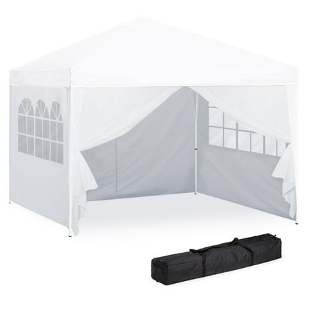 Tailgate Gazebo - Best Choice Products 10x10ft Lightweight Portable Instant Pop Up Canopy Shade Shelter Gazebo Tent for Backyard, Camping, Beach, Tailgate w/ Carry Bag, Side Walls - White