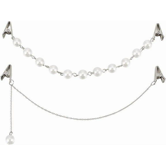 2 Styles Sweater Shawl Chain Clips Pearl Sweater Chains Collar Shirt Dress Brooch Clips Cardigan Shawl Clip Scarf Cape Clasp