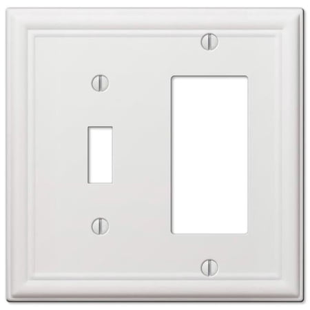 Chelsea White 2-Gang Stamped Steel Rocker & Toggle Wall Plate