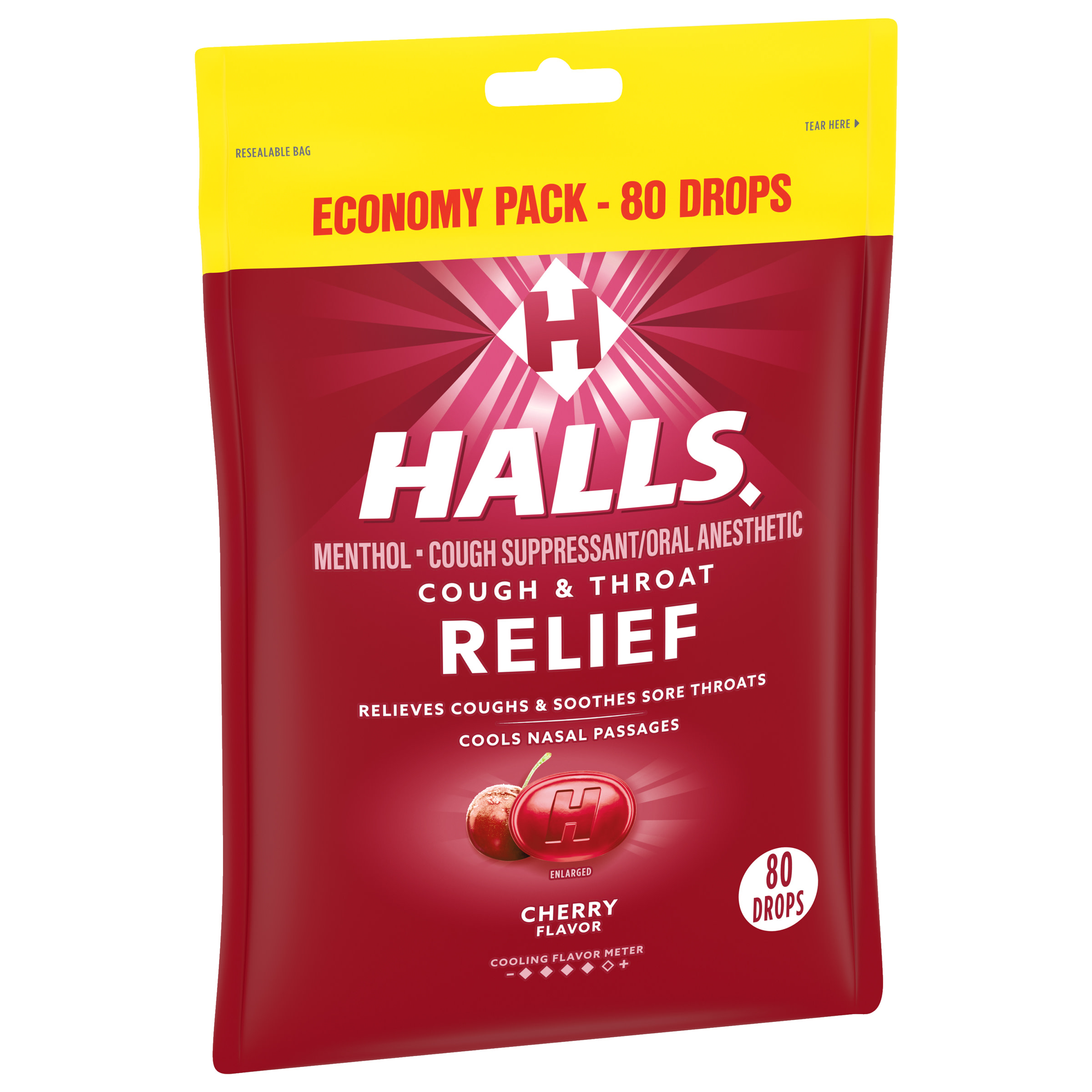 HALLS Relief Cherry Cough Drops, Economy Pack, 80 Drops - image 2 of 12